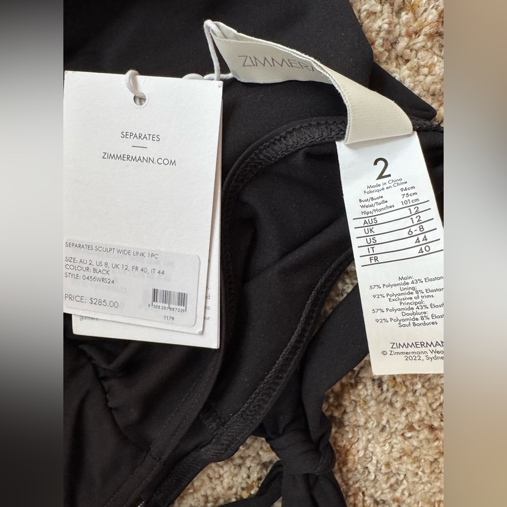 NWT Zimmermann Separates Black Sculpt Wide Link 1 Piece - Picture 14 of 15